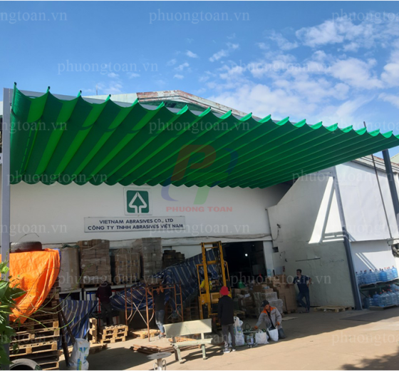 MÁI CHE NGOÀI TRỜI BẠT KÉO LƯỢN SÓNG THI CÔNG NHANH CHI PHÍ THẤP 