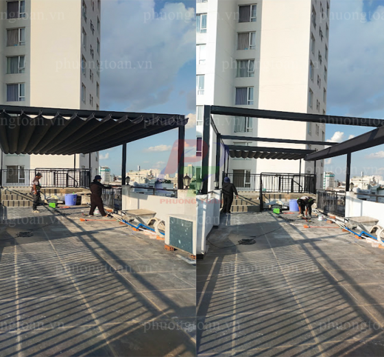 MÁI XẾP TỰ ĐỘNG NHÀ HÀNG, QUÁN CAFÉ SÂN VƯỜN GIÁ TỐT THI CÔNG TOÀN TPHCM