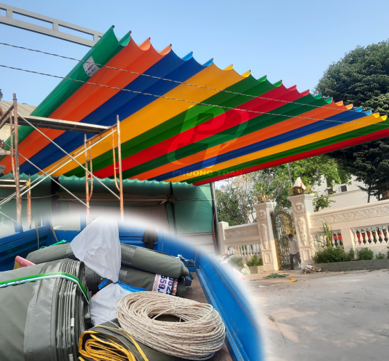 NHẬN LÀM  MÁI CHE BẠT KÉO, MÁI CHE LƯỢN SÓNG GIÁ RẺ