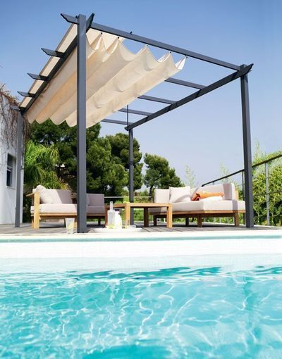 Mái bạt xếp cho hồ bơi