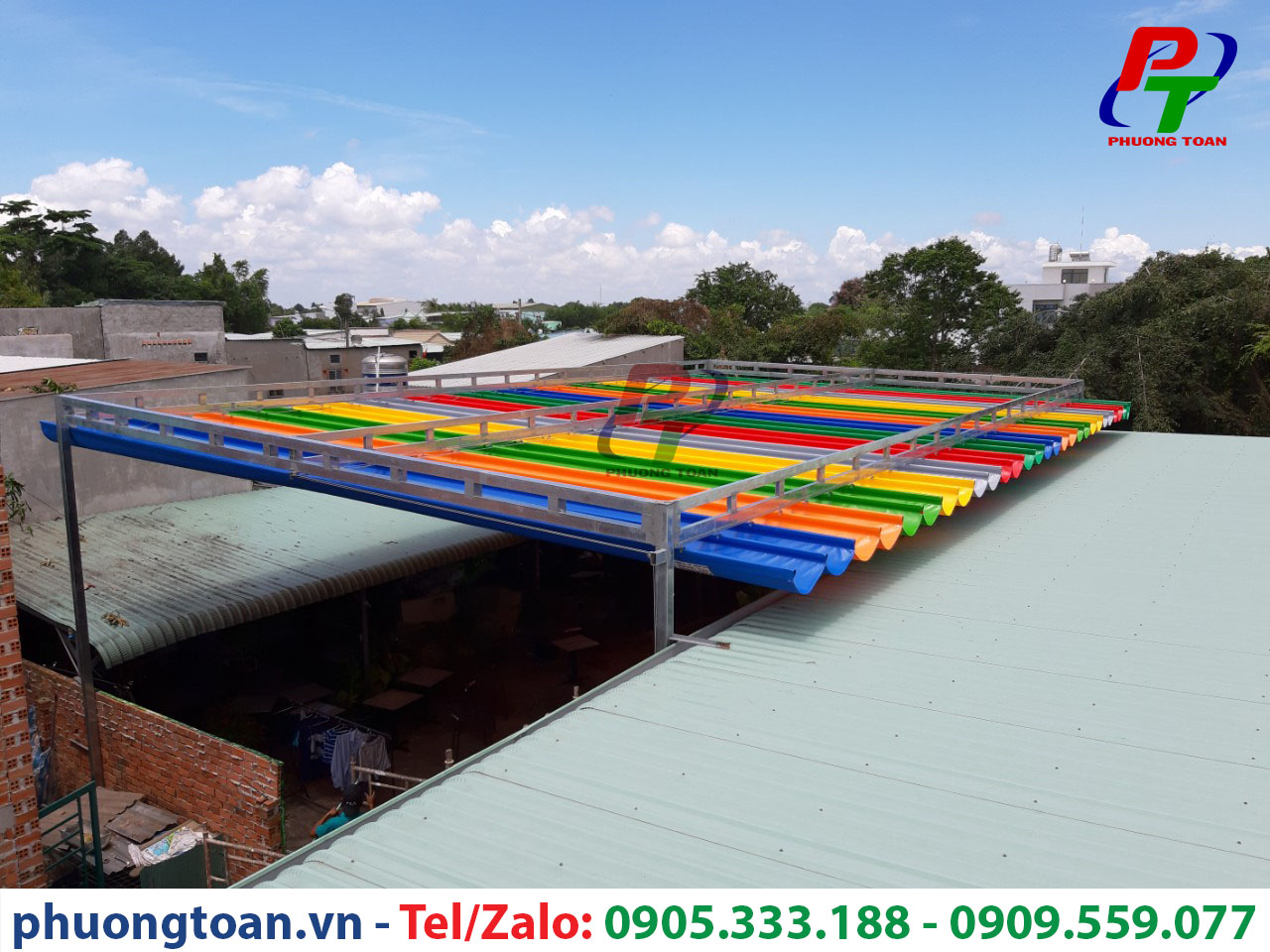 Thi công bạt mái xếp che nắng mưa tpHCM